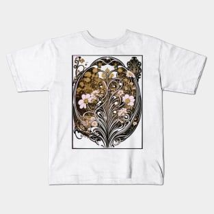 Vintage Art Nouveau Alphonse Mucha Classical Nature Flower Print Kids T-Shirt